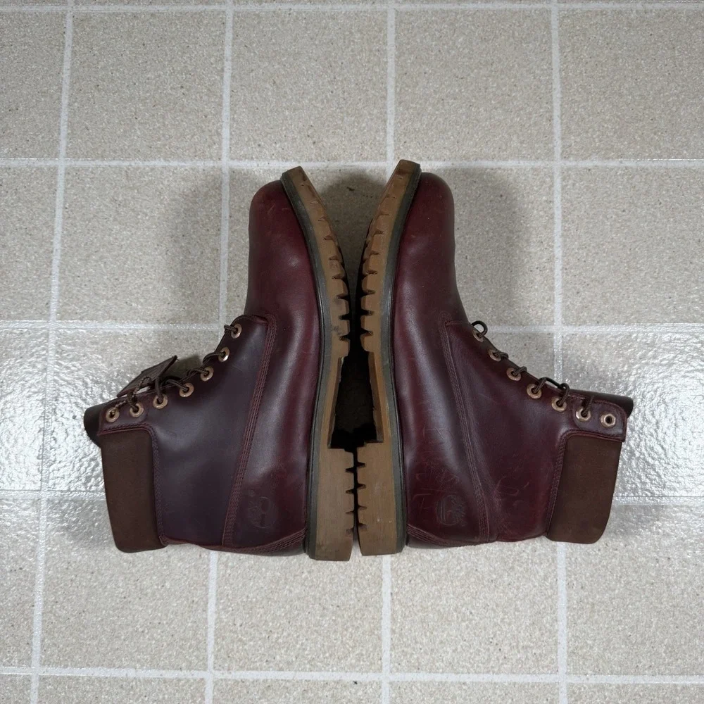 Timberland Heritage Premium 6-Inch Waterproof Boots Size 11.5 Burgundy Leather